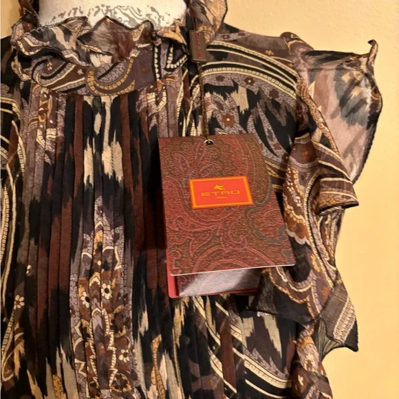 ETRO Paisley Print Dress In Black & Brown (Bag included)